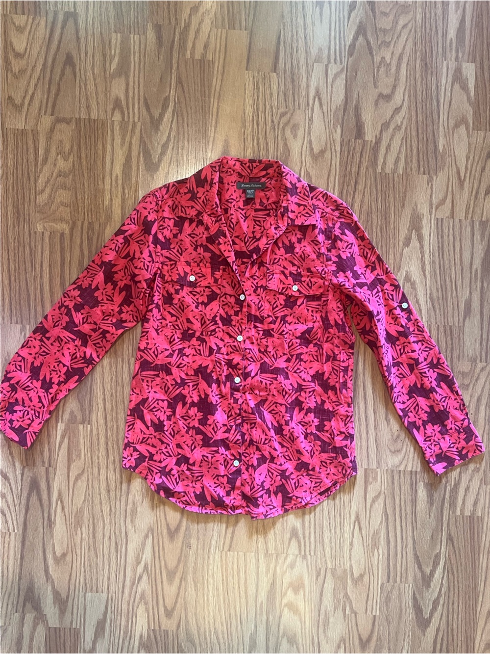 Tommy Bahama Pink Floral Button-Down Shirt - 100% Linen - XS